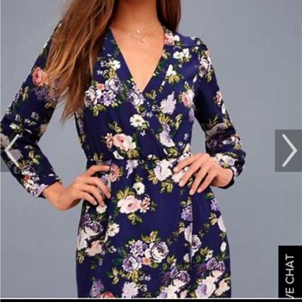 FREE SHIPPING Lulu’s Floral Faux Wrap Dress
